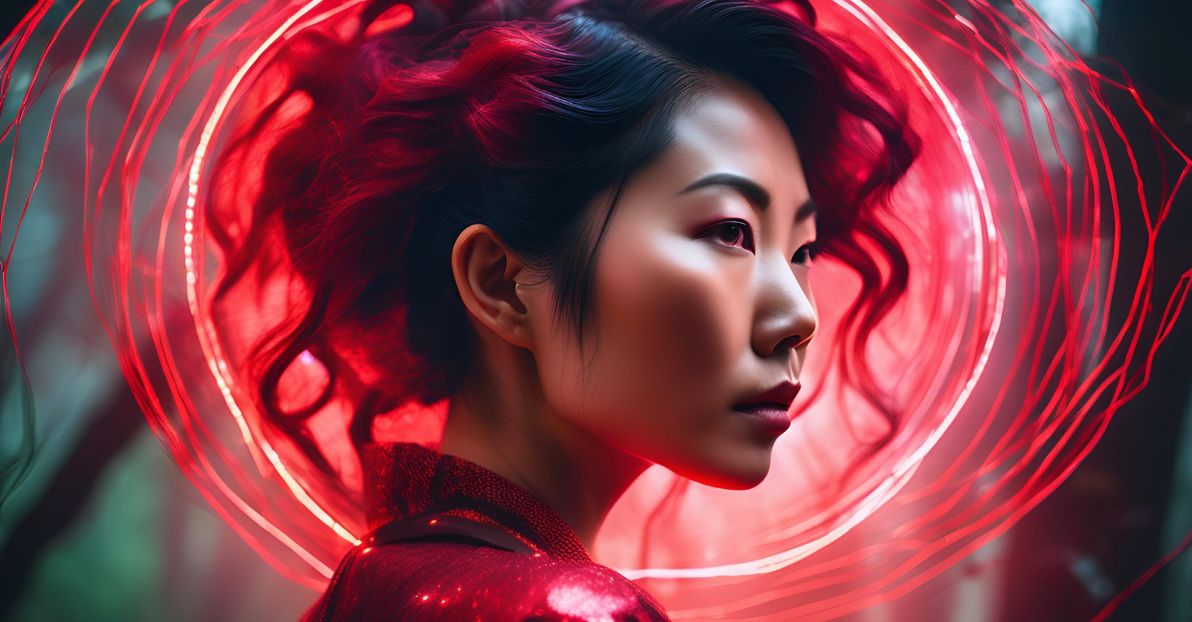 Asian woman creating magical force field, Setting boundaries at work